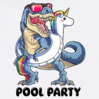 Pool Party Dinosaur Unicorn Funny T Rex Float Rainbow Cute Tank Top Poster