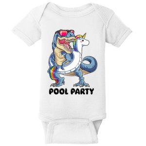 Pool Party Dinosaur Unicorn Funny T Rex Float Rainbow Cute Tank Top Baby Bodysuit