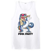 Pool Party Dinosaur Unicorn Funny T Rex Float Rainbow Cute Tank Top PosiCharge Competitor Tank