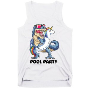 Pool Party Dinosaur Unicorn Funny T Rex Float Rainbow Cute Tank Top Tank Top