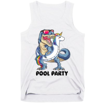 Pool Party Dinosaur Unicorn Funny T Rex Float Rainbow Cute Tank Top Tank Top