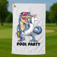 Pool Party Dinosaur Unicorn Funny T Rex Float Rainbow Cute Tank Top Golf Towel