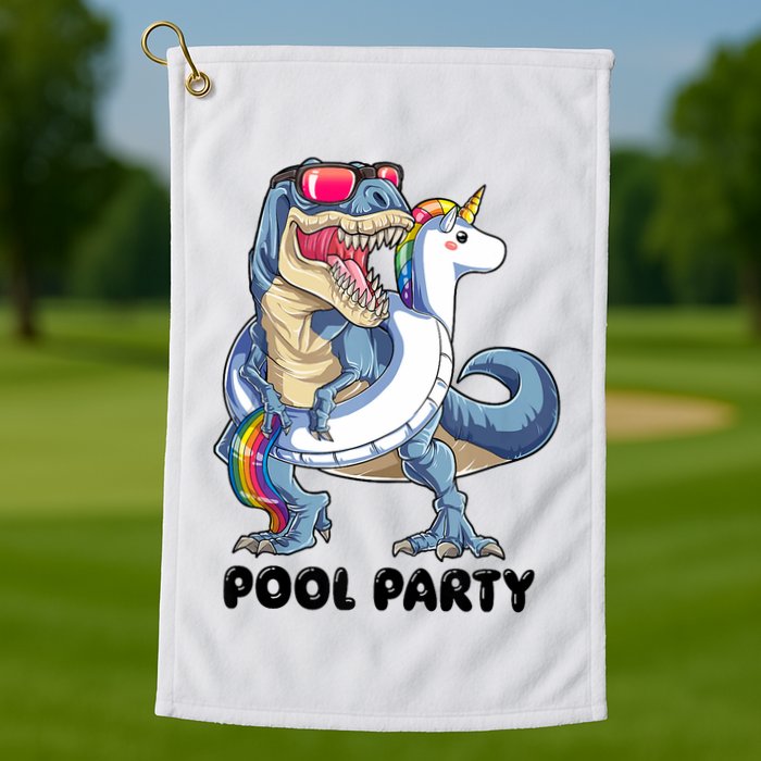 Pool Party Dinosaur Unicorn Funny T Rex Float Rainbow Cute Tank Top Golf Towel