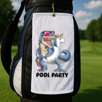 Pool Party Dinosaur Unicorn Funny T Rex Float Rainbow Cute Tank Top Golf Towel