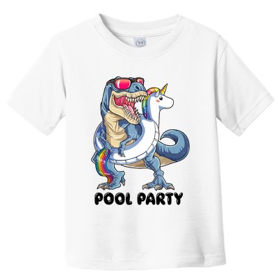 Pool Party Dinosaur Unicorn Funny T Rex Float Rainbow Cute Tank Top Toddler T-Shirt