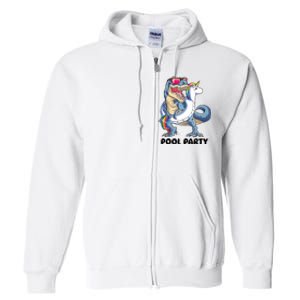 Pool Party Dinosaur Unicorn Funny T Rex Float Rainbow Cute Tank Top Full Zip Hoodie