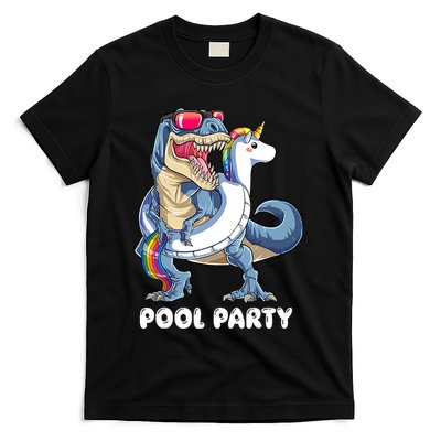 Pool Party Dinosaur Unicorn T Rex Float Rainbow Gift T-Shirt