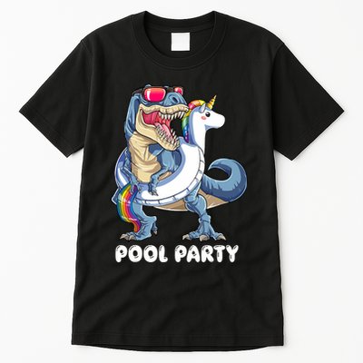 Pool Party Dinosaur Unicorn T Rex Float Rainbow Gift Tall T-Shirt
