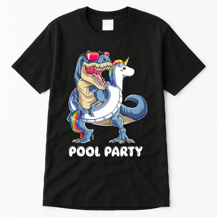 Pool Party Dinosaur Unicorn T Rex Float Rainbow Gift Tall T-Shirt