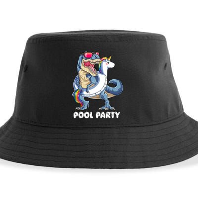 Pool Party Dinosaur Unicorn T Rex Float Rainbow Gift Sustainable Bucket Hat