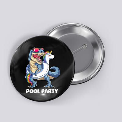 Pool Party Dinosaur Unicorn T Rex Float Rainbow Gift Button