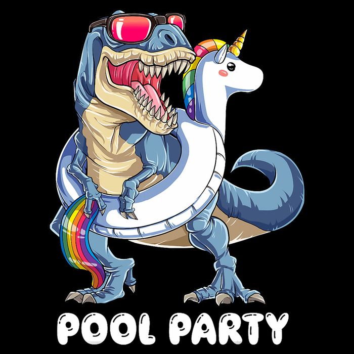 Pool Party Dinosaur Unicorn T Rex Float Rainbow Gift Button