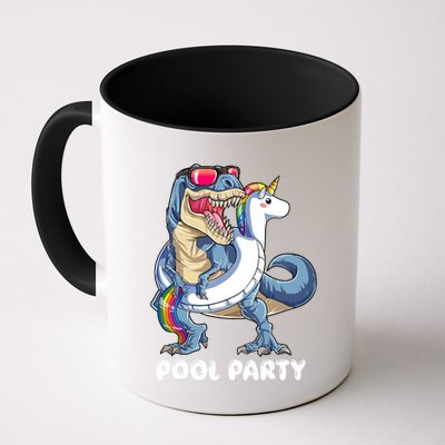 Pool Party Dinosaur Unicorn T Rex Float Rainbow Gift Mug