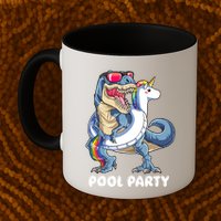 Pool Party Dinosaur Unicorn T Rex Float Rainbow Gift Mug