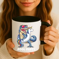 Pool Party Dinosaur Unicorn T Rex Float Rainbow Gift Mug
