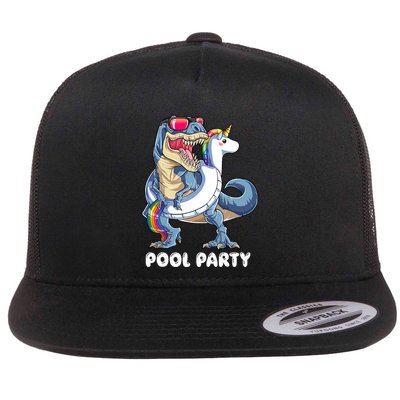 Pool Party Dinosaur Unicorn T Rex Float Rainbow Gift Flatbill Hat