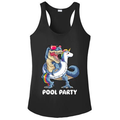 Pool Party Dinosaur Unicorn T Rex Float Rainbow Gift Ladies PosiCharge Competitor Racerback Tank