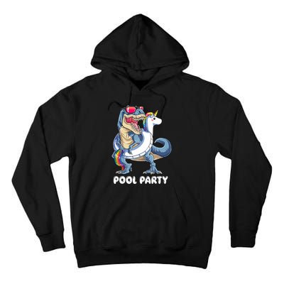 Pool Party Dinosaur Unicorn T Rex Float Rainbow Gift Tall Hoodie