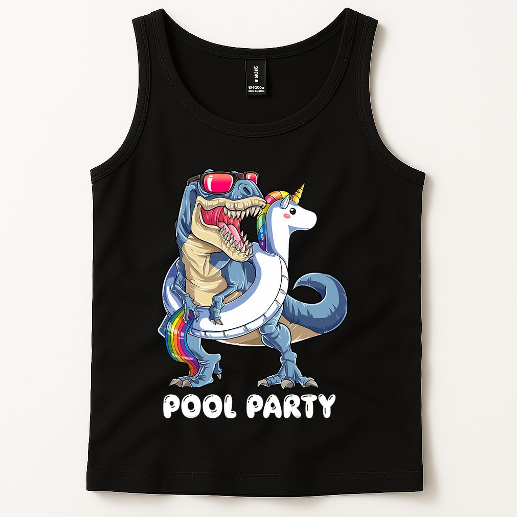 Pool Party Dinosaur Unicorn T Rex Float Rainbow Gift Tank Top
