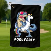 Pool Party Dinosaur Unicorn T Rex Float Rainbow Gift Golf Towel