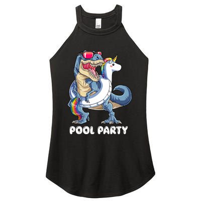 Pool Party Dinosaur Unicorn T Rex Float Rainbow Gift Women's Perfect Tri Rocker Tank