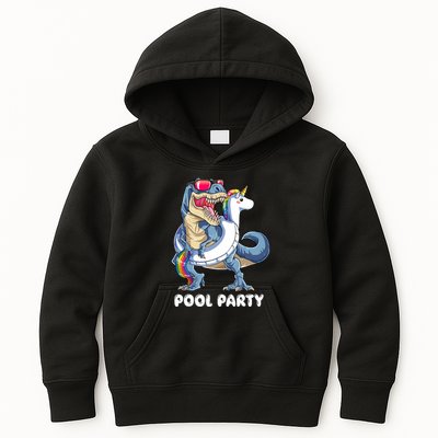 Pool Party Dinosaur Unicorn T Rex Float Rainbow Gift Kids Hoodie