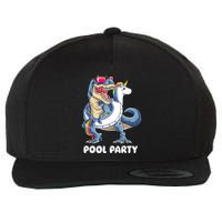 Pool Party Dinosaur Unicorn T Rex Float Rainbow Gift Wool Snapback Cap