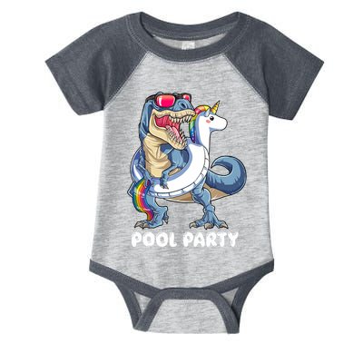 Pool Party Dinosaur Unicorn T Rex Float Rainbow Gift Infant Baby Jersey Bodysuit