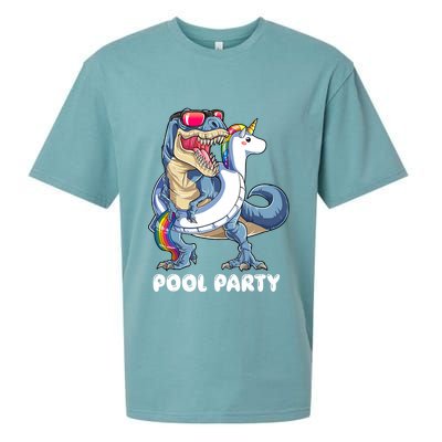 Pool Party Dinosaur Unicorn T Rex Float Rainbow Gift Sueded Cloud Jersey T-Shirt