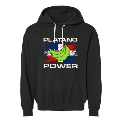 Platano Power Dominican Republic Flag Design Garment-Dyed Fleece Hoodie