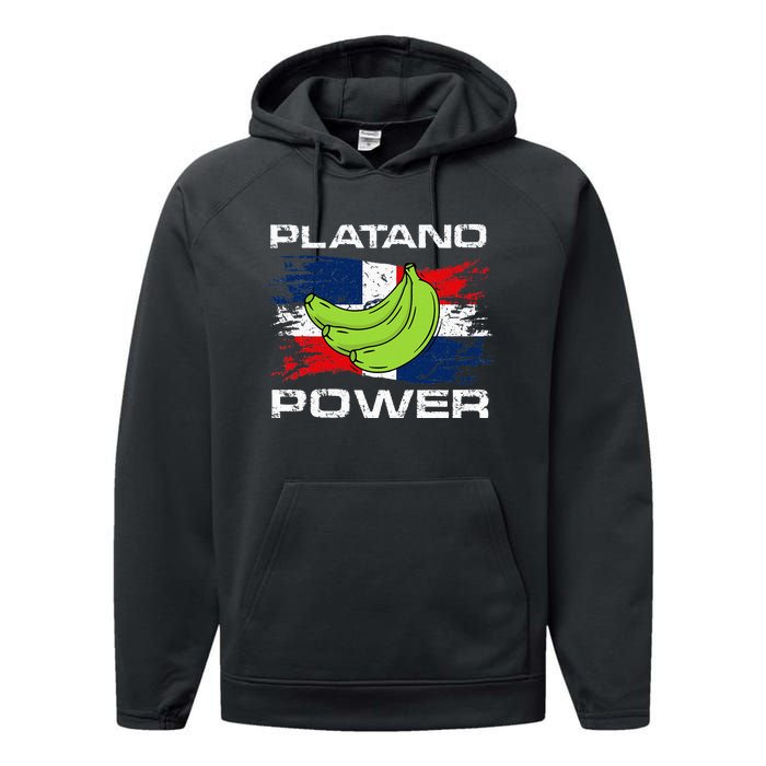 Platano Power Dominican Republic Flag Design Performance Fleece Hoodie