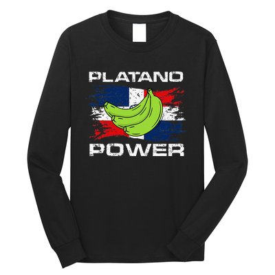 Platano Power Dominican Republic Flag Design Long Sleeve Shirt