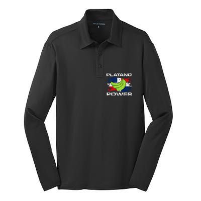 Platano Power Dominican Republic Flag Design Silk Touch Performance Long Sleeve Polo