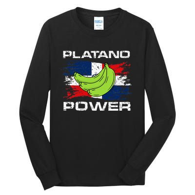 Platano Power Dominican Republic Flag Design Tall Long Sleeve T-Shirt