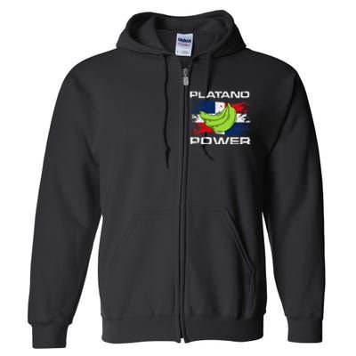 Platano Power Dominican Republic Flag Design Full Zip Hoodie