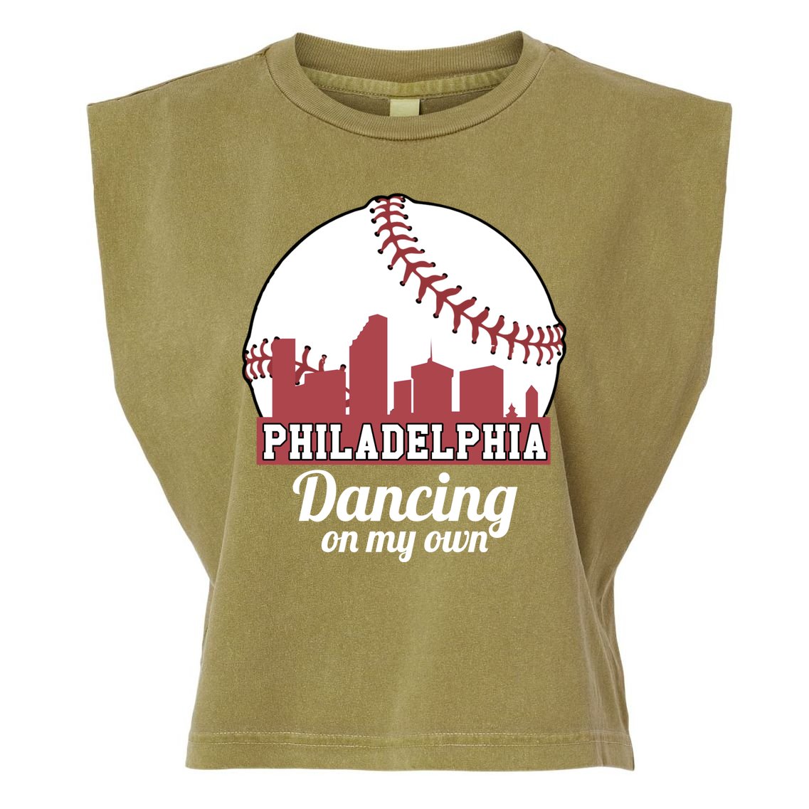 Phillies Philly Dancing On My Own Philadelphia Baseball Garment-Dyed Women's Muscle Tee