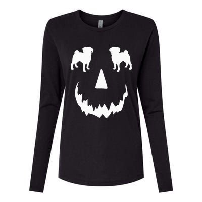 Pumpkin Pug Dog Halloween Womens Cotton Relaxed Long Sleeve T-Shirt