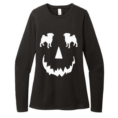 Pumpkin Pug Dog Halloween Womens CVC Long Sleeve Shirt