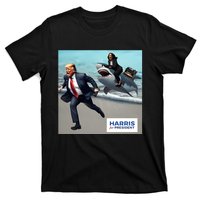 Political Poet Donald Trump And Kalama Harris Riding A Shark T-Shirt