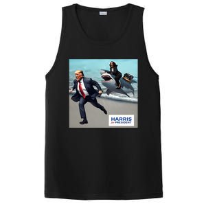 Political Poet Donald Trump And Kalama Harris Riding A Shark PosiCharge Competitor Tank