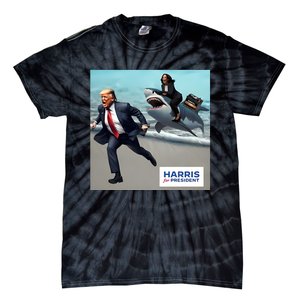 Political Poet Donald Trump And Kalama Harris Riding A Shark Tie-Dye T-Shirt