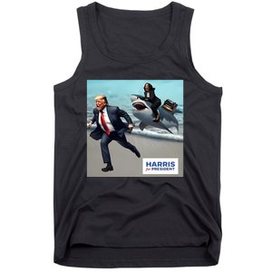 Political Poet Donald Trump And Kalama Harris Riding A Shark Tank Top