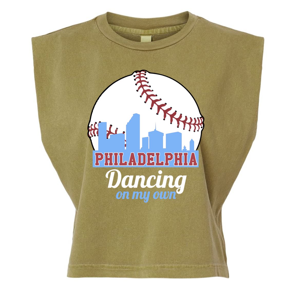 Phillies Philly Dancing On My Own Philadelphia Baseball Garment-Dyed Women's Muscle Tee