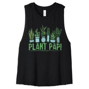 Plant Papi Daddy Father Gardener Gardening Fathers Day Women's Racerback Cropped Tank