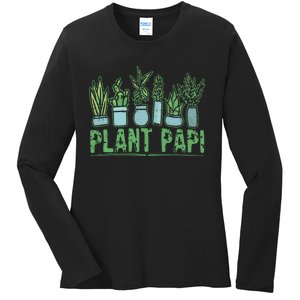 Plant Papi Daddy Father Gardener Gardening Fathers Day Ladies Long Sleeve Shirt