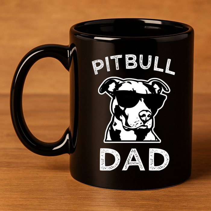 Proud Pitbull Dads Dog Dad Funny Hoodie Sweater 11oz C Handle Ceramic Mug