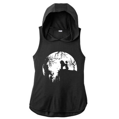 Poodle Pet Dog Fan Full Moon At Night Ladies PosiCharge Tri-Blend Wicking Draft Hoodie Tank