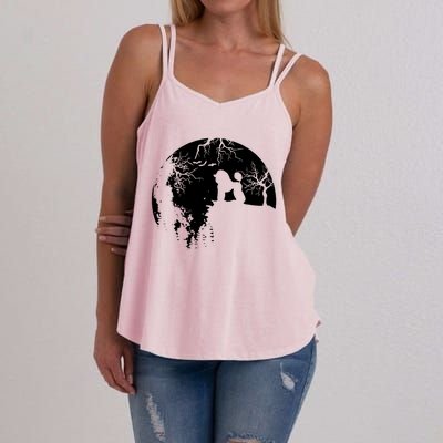 Poodle Pet Dog Fan Full Moon At Night Women's Strappy Tank