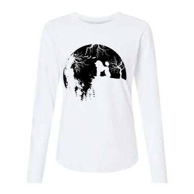 Poodle Pet Dog Fan Full Moon At Night Womens Cotton Relaxed Long Sleeve T-Shirt