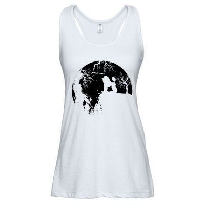 Poodle Pet Dog Fan Full Moon At Night Ladies Essential Flowy Tank